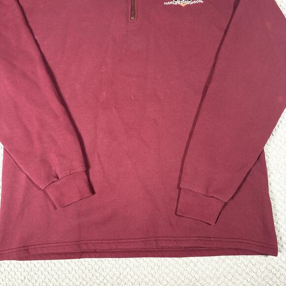 VTG 90's Harley Davidson USA Made Men's Maroon 1/4 Zip Sweatshirt Sz L - Picture 3 of 8